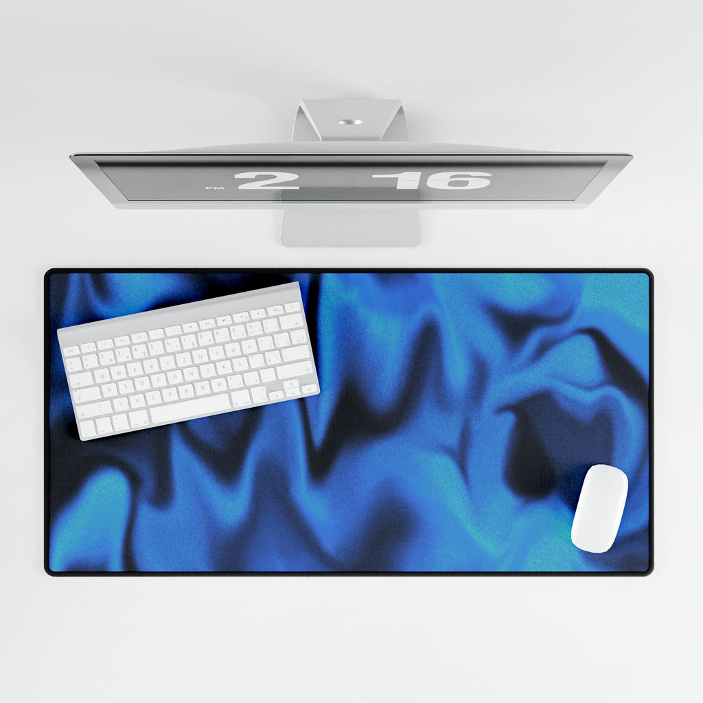 Blue Satin Wave Desk Mat — Large Gaming/Office Mouse Pad