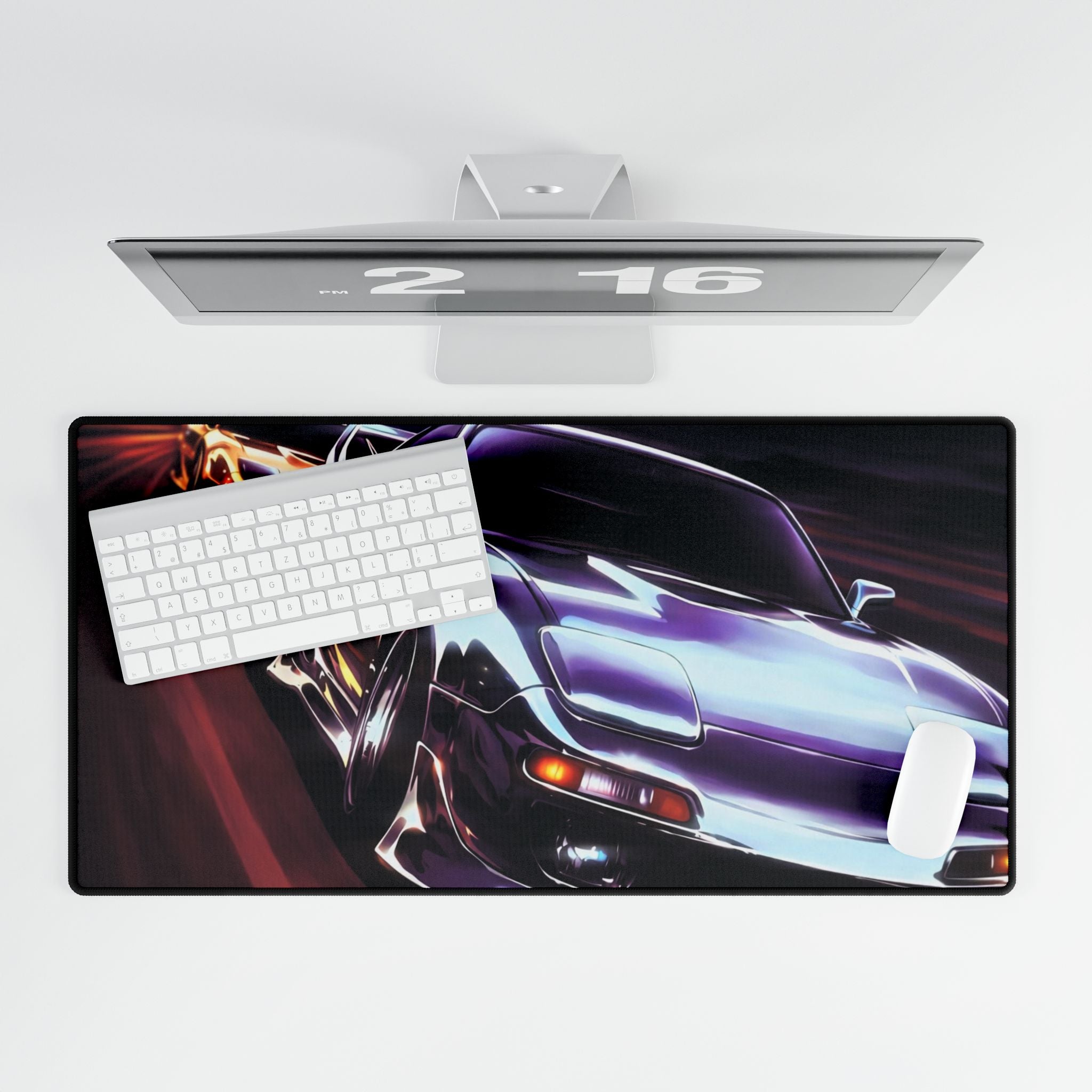 Racing Night Car Desk Mat — Retro Sports Car Gaming Mouse Pad