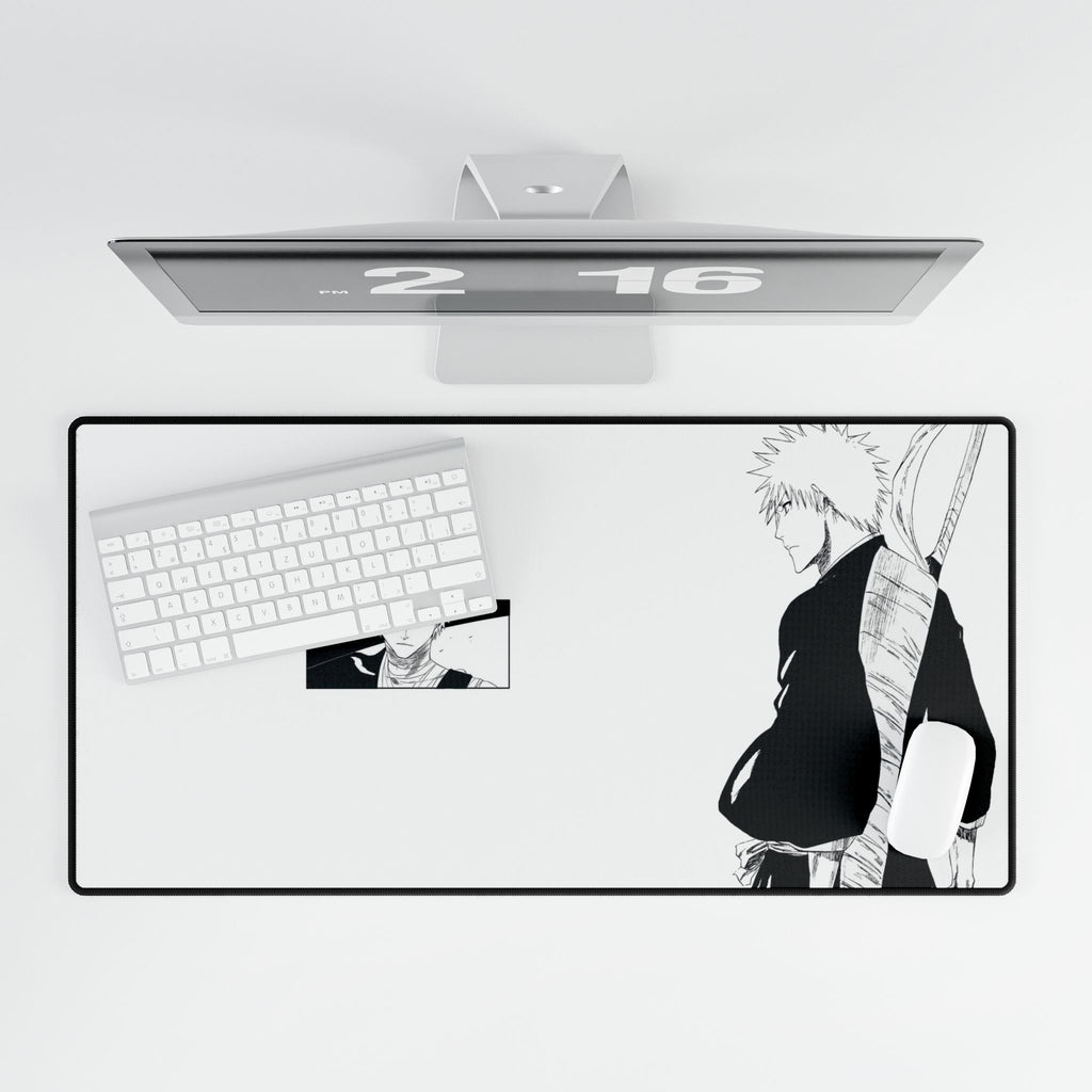 Bleach Ichigo Minimalist Anime Desk Mat — Black & White Gaming Mousepad