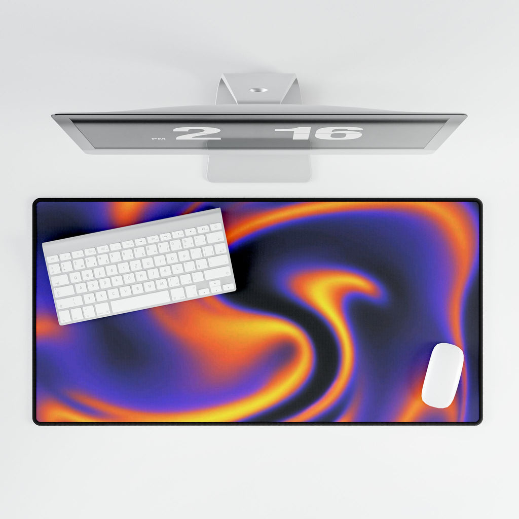 Swirl Neon Desk Mat — Purple & Orange Abstract Gaming Mouse Pad