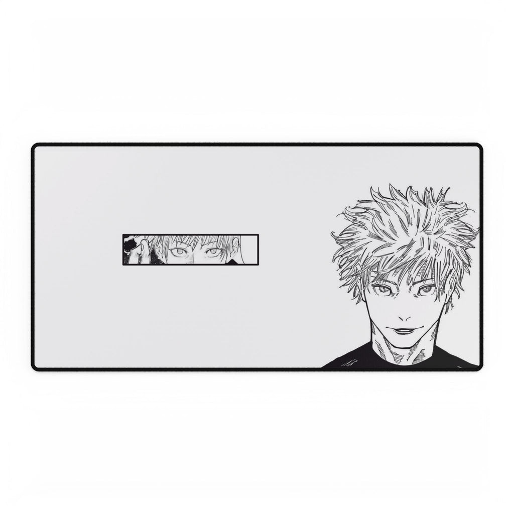 Anime Character Desk Mat — Minimal Black & White Jujutsu-Inspired Mousepad