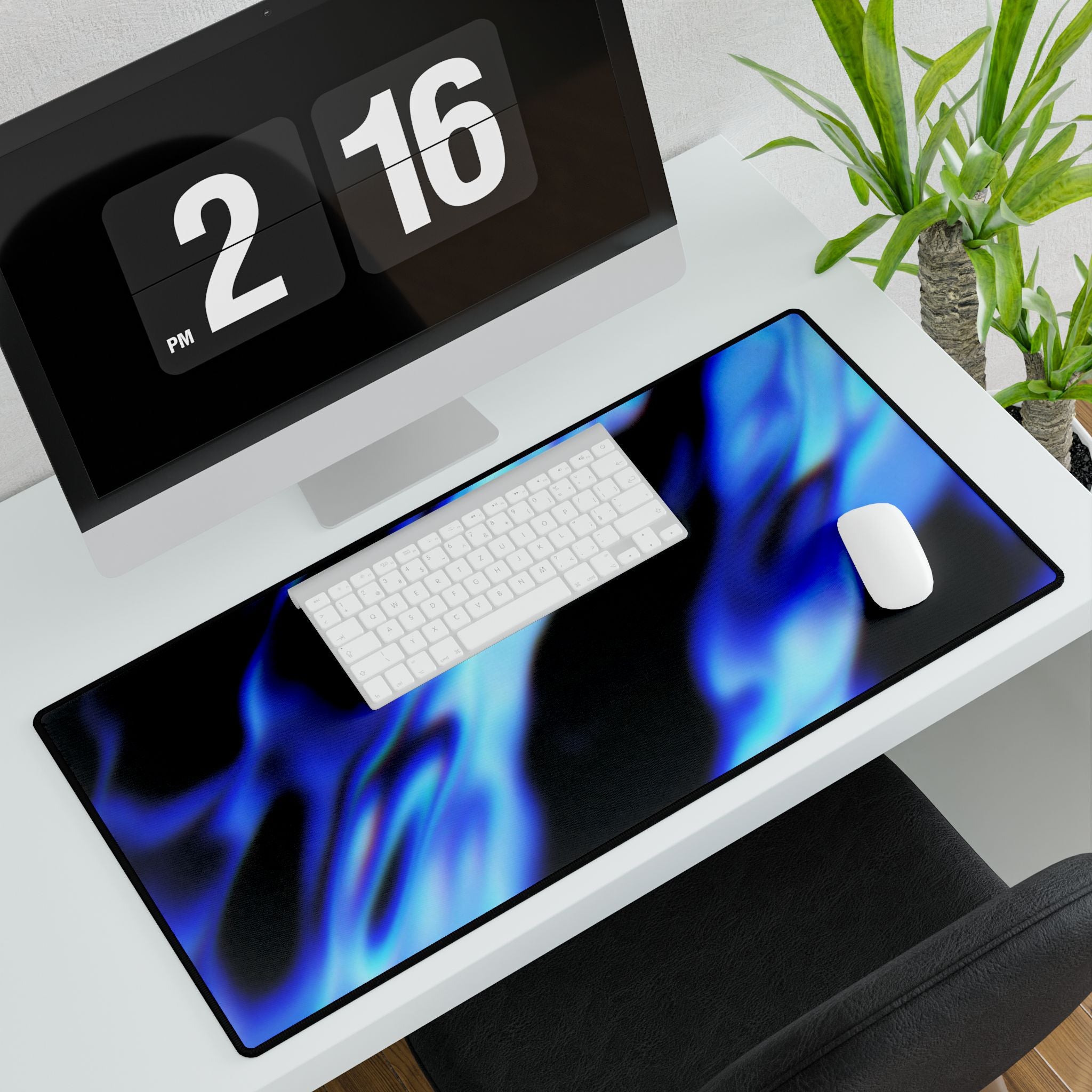 Blue Flame Desk Mat — Large Gaming Mousepad & Office Desk Protector