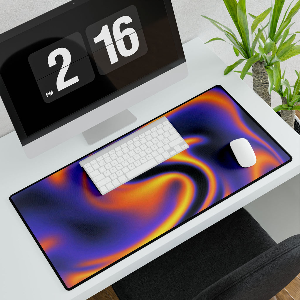 Swirl Neon Desk Mat — Purple & Orange Abstract Gaming Mouse Pad