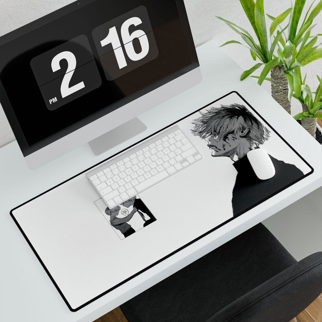 Anime Noir Desk Mat — Monochrome Giyu & Memory Art Gaming Mousepad
