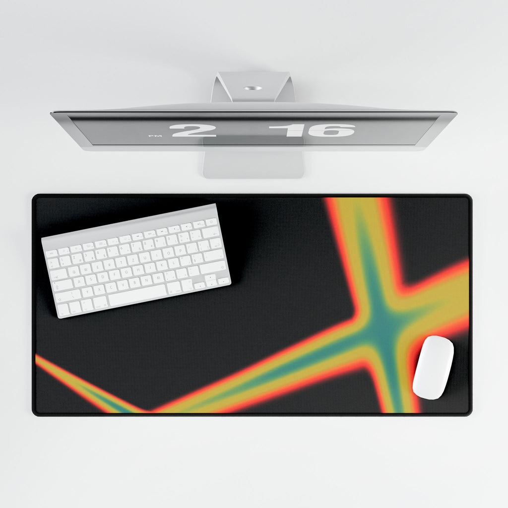 Neon Crossfade XXL Desk Mat — Retro Vaporwave Gaming Mouse Pad