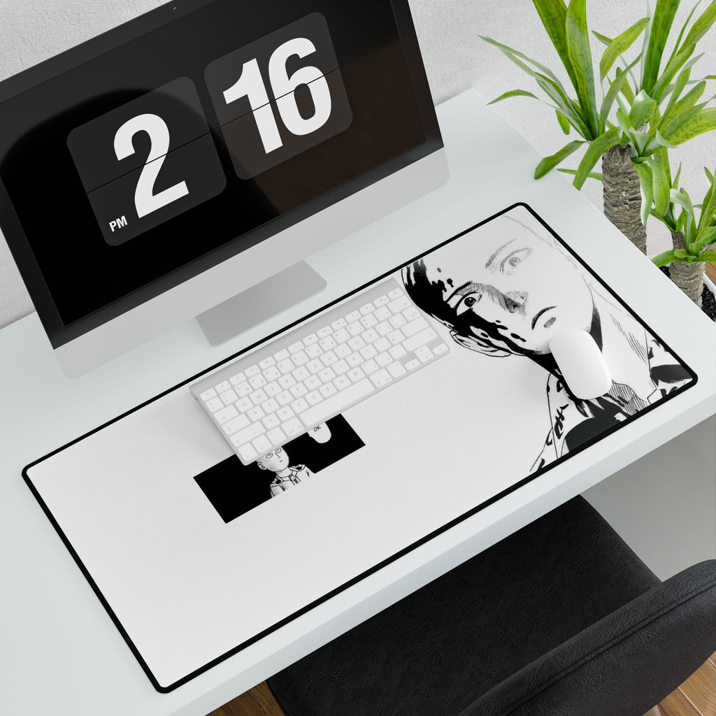 Monochrome Manga Desk Mat — Minimalist Anime Panel Gaming Mousepad