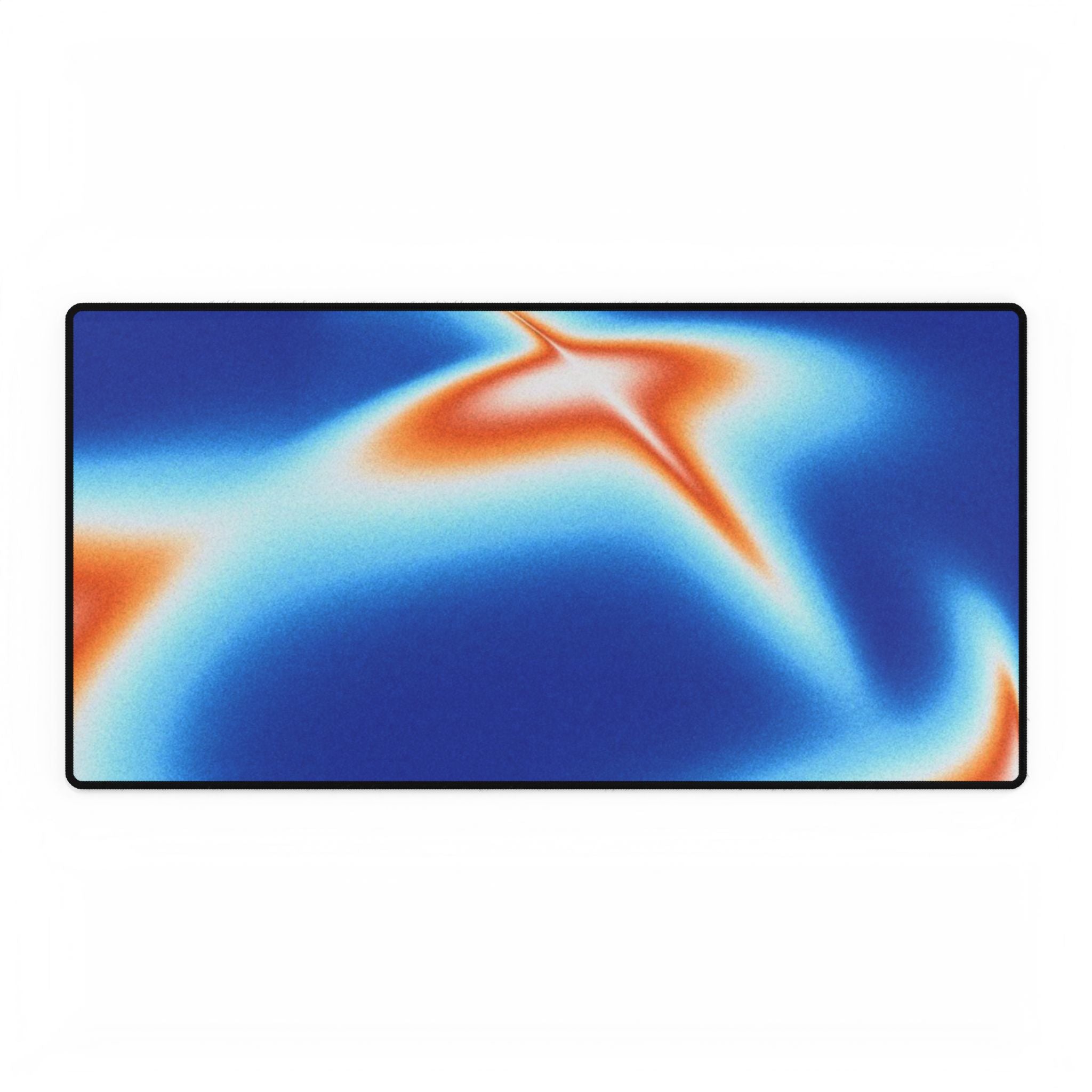 Abstract Blue & Orange Swirl Desk Mat — Large Gaming/Work Mousepad