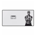 Anime Tattooed Warrior Desk Mat — Minimal Black & White Gaming Mousepad