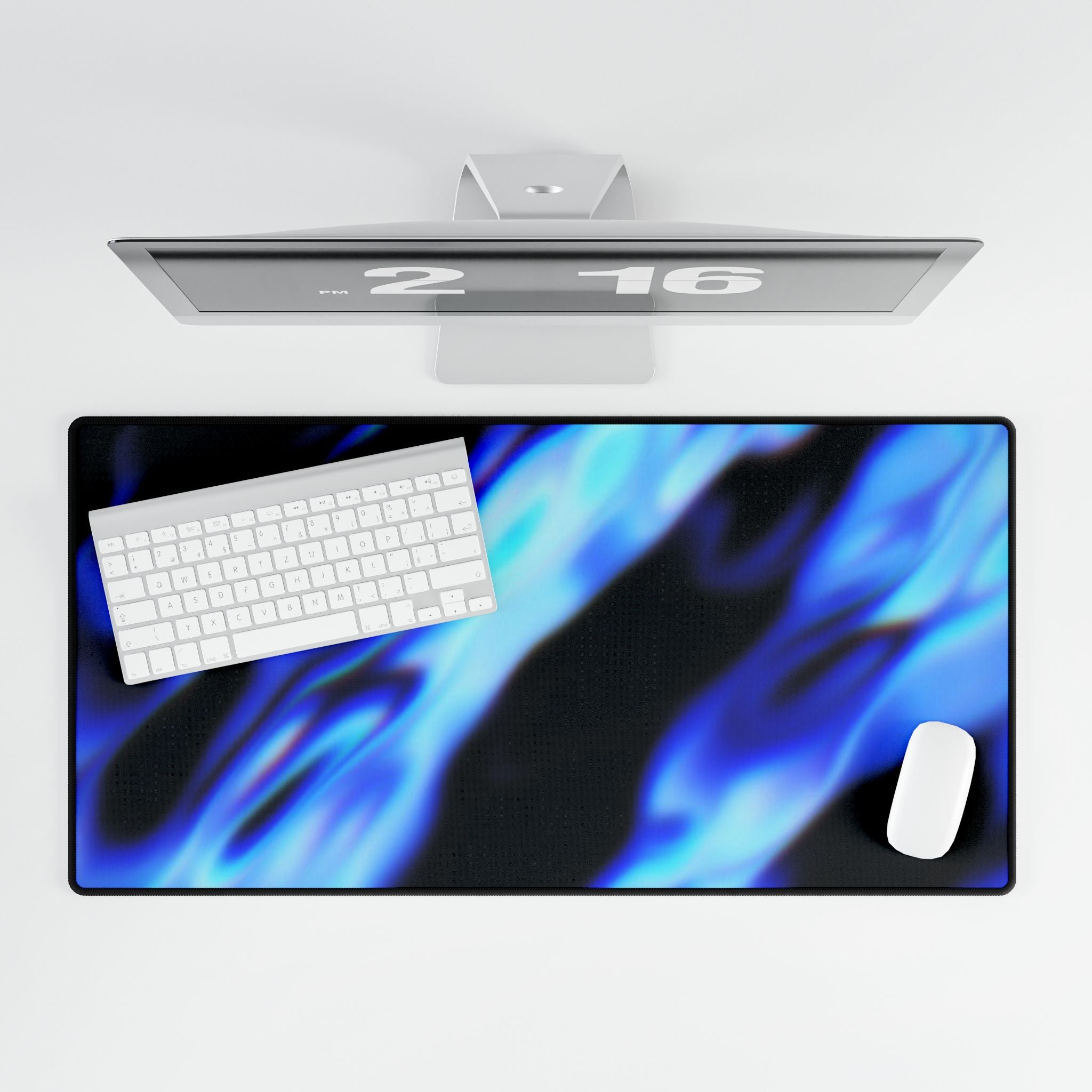 Blue Flame Desk Mat — Large Gaming Mousepad & Office Desk Protector