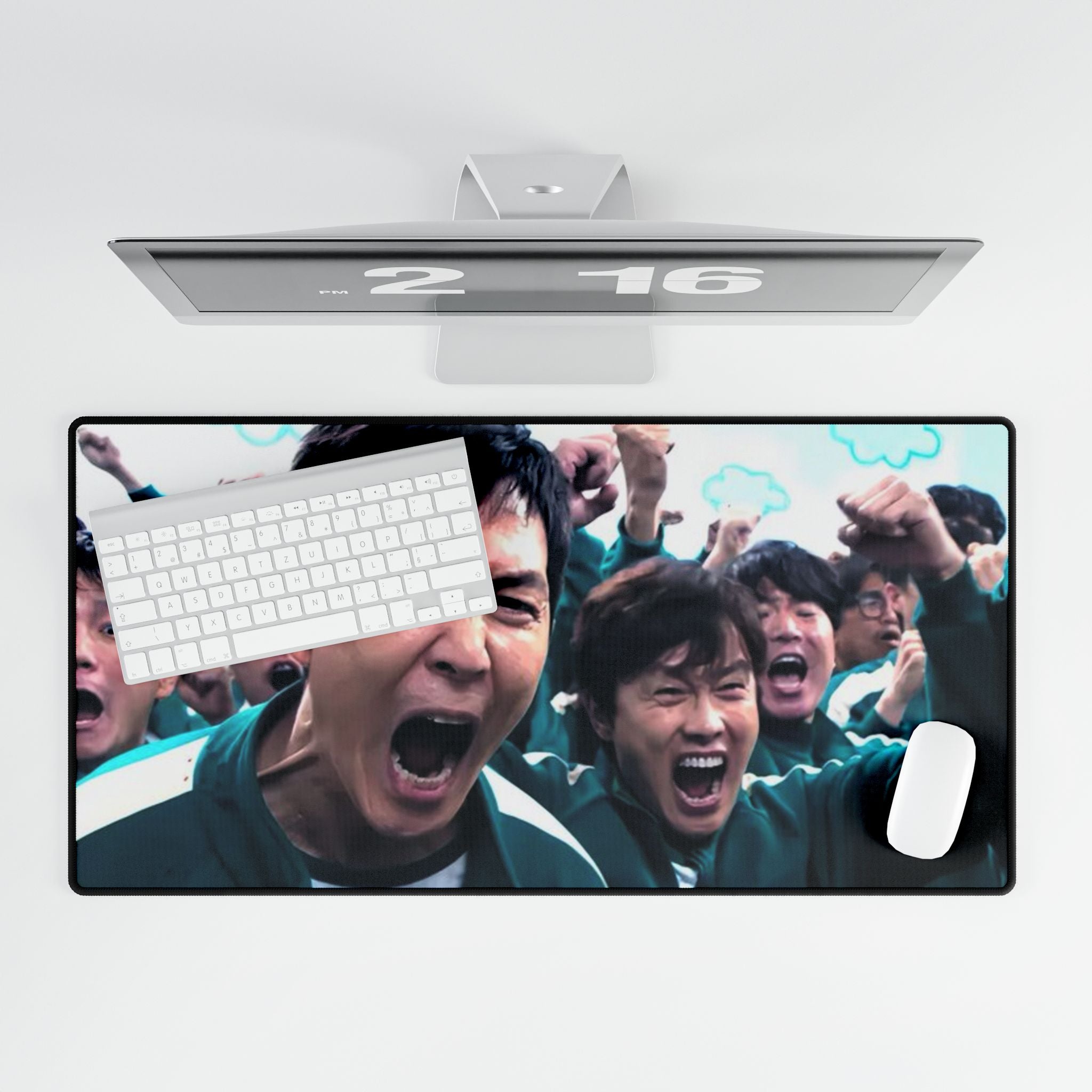Squid Game Crowd Cheering Desk Mat – K‑Drama Gaming Mouse Pad