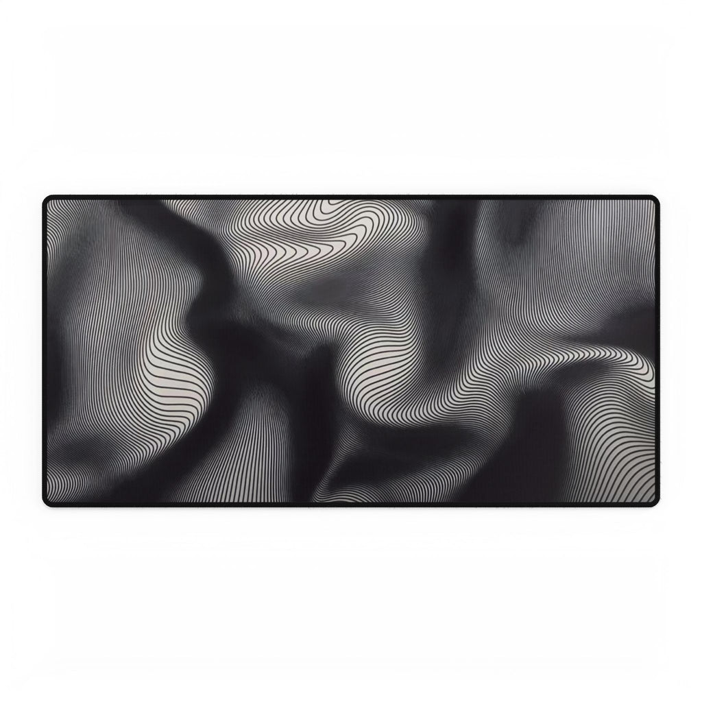Abstract Monochrome Wave Desk Mat — Large Gaming & Office Mouse Pad